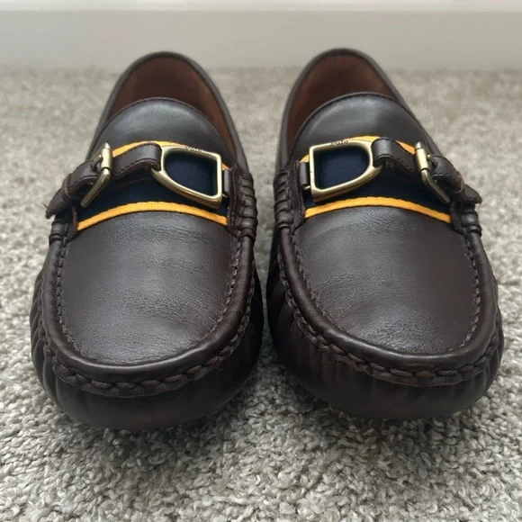 POLO RALPH LAUREN Men's Anders Leather Driver Driving Style Loafer Brown Sz 8.5 - Picture 9 of 12